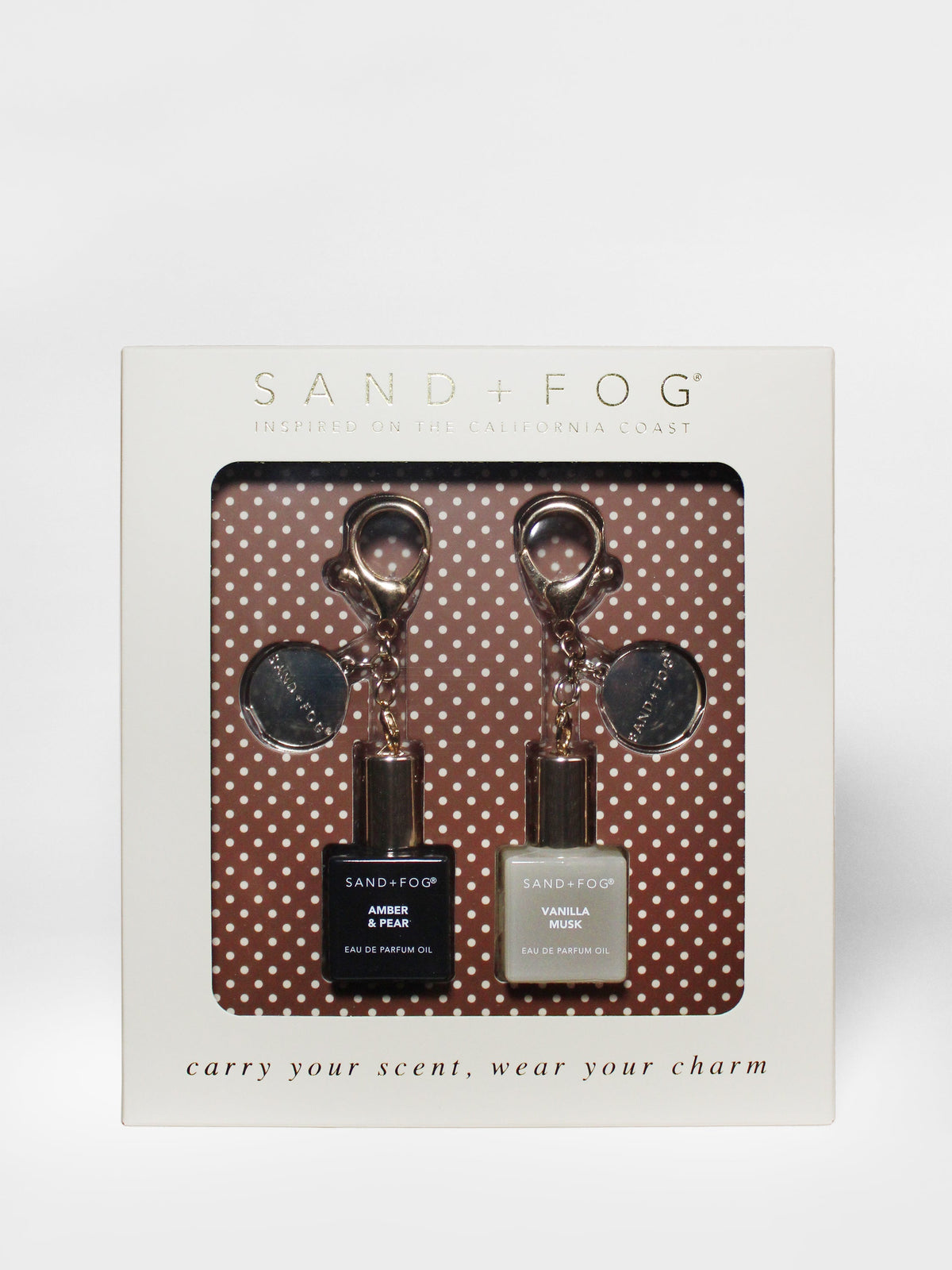 Luxurious Bag Charm Perfume Oil Rollerball Set - Amber & Pear + Vanilla Musk